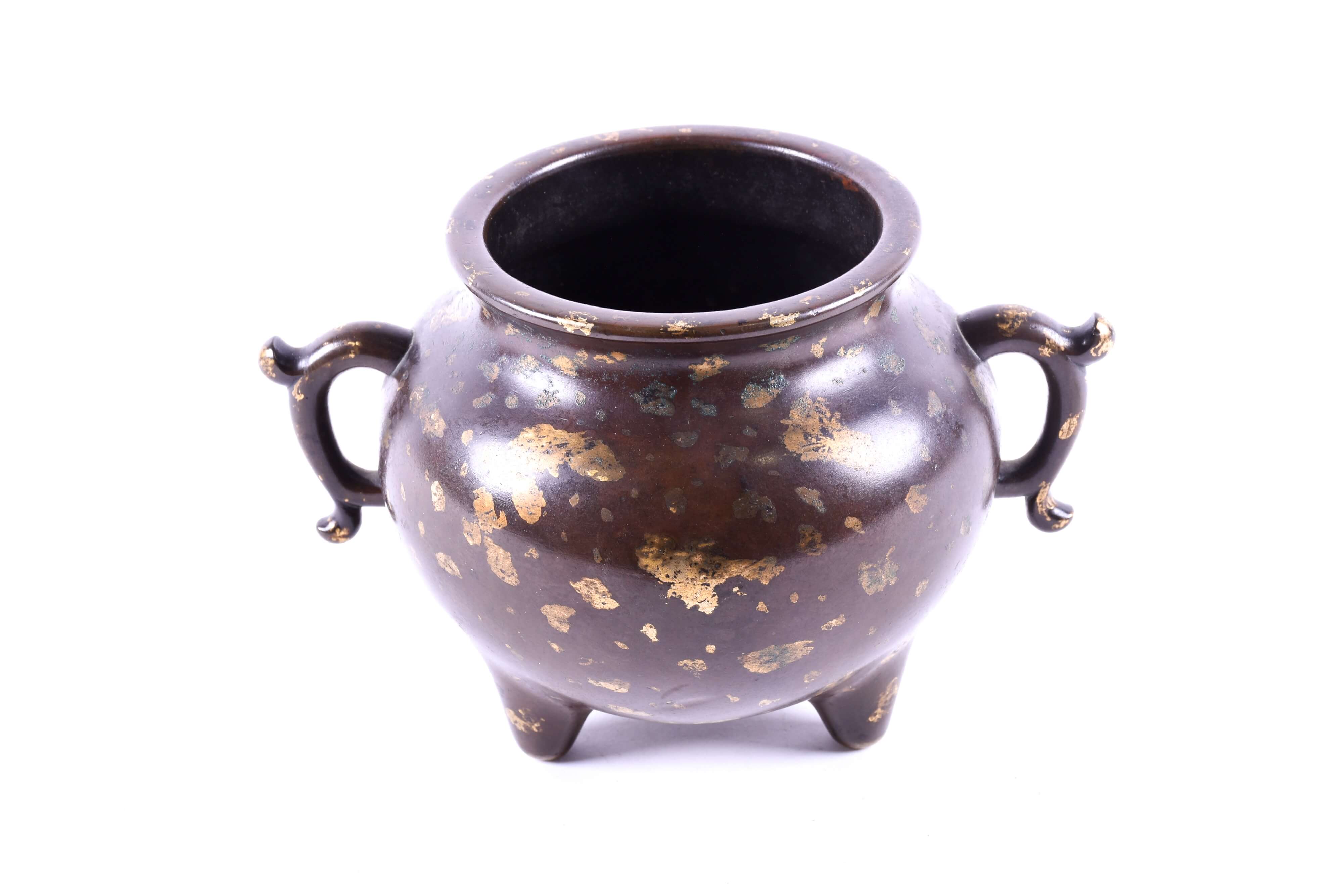 A Chinese bronze gold splash incense burner